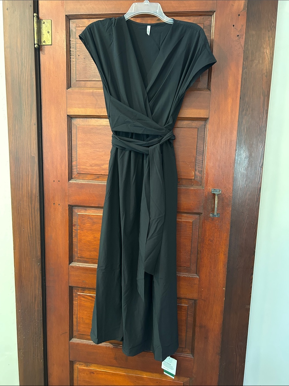 HALARA Breezeful Black Wrap Maxi Dress with Pockets Tie Waist L